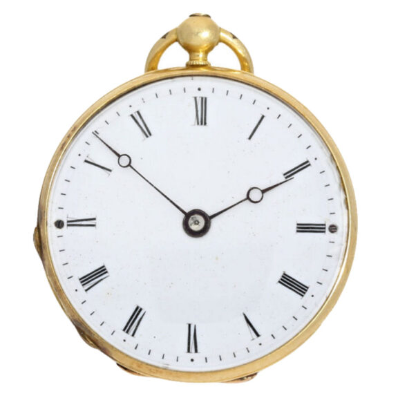 Gold and enamel miniature watch with pearls Circa 1850