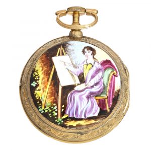 English pair cased verge with enamel painting Circa 1770