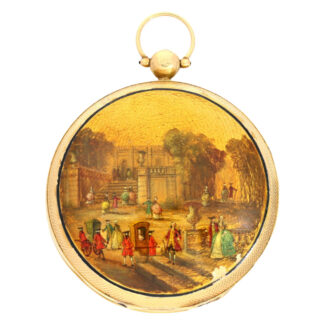 French verge pocket watch with 2 paintings. Paris Circa 1820