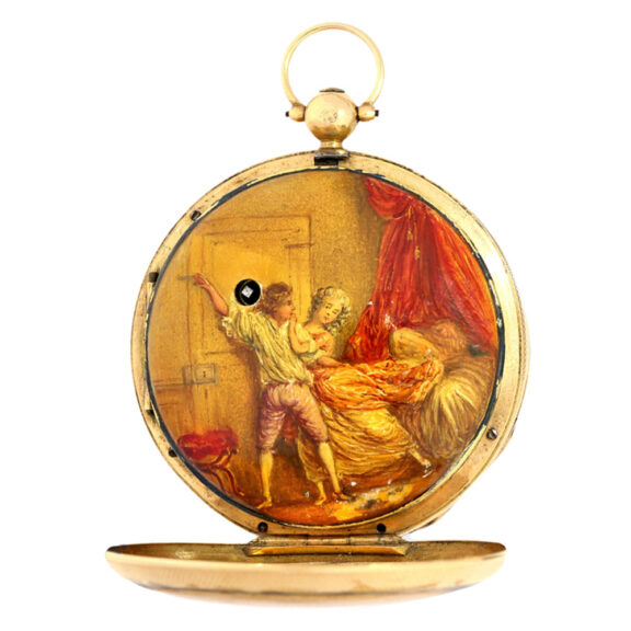 French verge pocket watch with 2 paintings. Paris Circa 1820 French verge pocket watch with 2 paintings. Paris Circa 1820