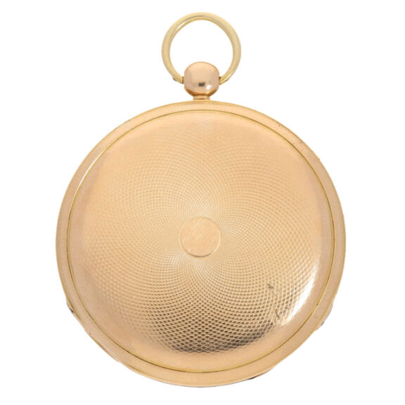 Swiss gold cylinder watch with decentralized dial Circa 1830 Swiss gold cylinder watch with decentralized dial Circa 1830