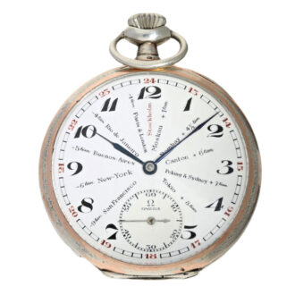 Rare Swiss silver lever watch with world time dial Circa 1925