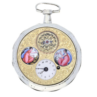 Pocket watch with enamel and visible balance Circa 1800