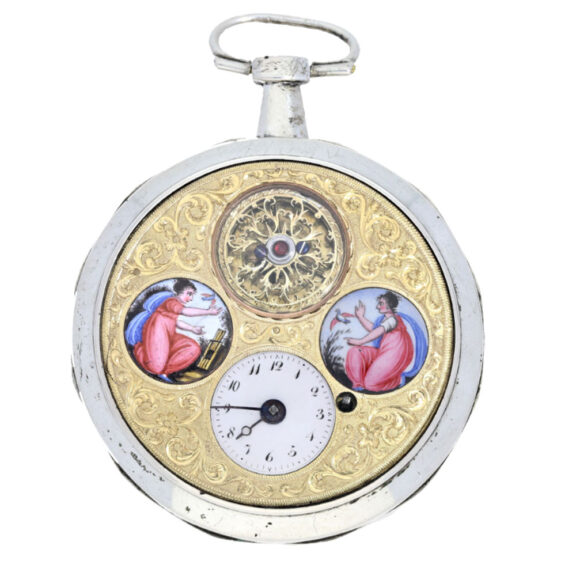 Pocket watch with enamel and visible balance Circa 1800