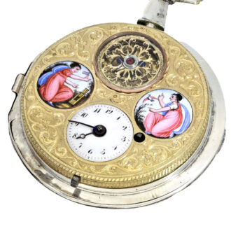Pocket watch with enamel and visible balance Circa 1800