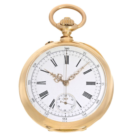 18 Carat gold pocket watch with chronograph Circa1890