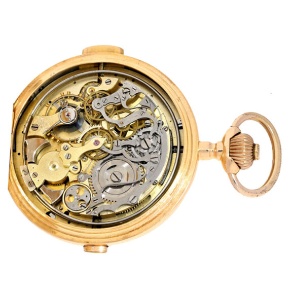 Swiss gold quarter repeating lever chronograph Circa 1900 Swiss gold quarter repeating lever chronograph Circa 1900