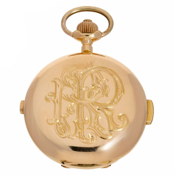 Swiss gold quarter repeating lever chronograph Circa 1900 Swiss gold quarter repeating lever chronograph Circa 1900
