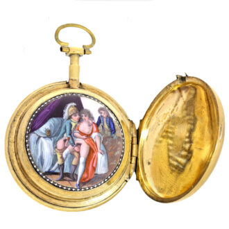Pocket watch with hidden enamel erotic scene Circa 1820