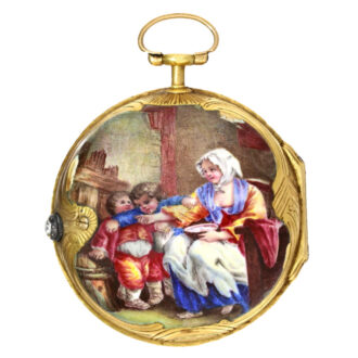 French 20 carat gold and enamel verge pocket watch Circa 1760
