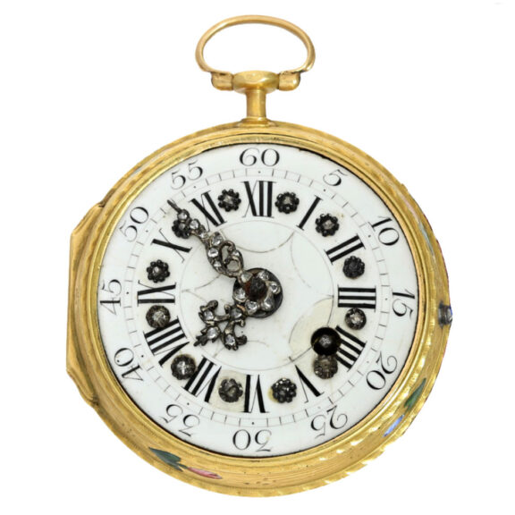 French 20 carat gold and enamel verge pocket watch Circa 1760 French 20 carat gold and enamel verge pocket watch Circa 1760