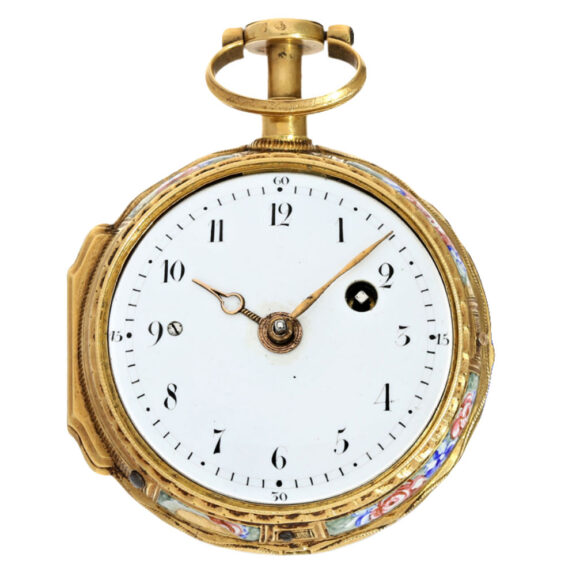 Gold and enamel verge pocket watch repeater Circa 1760 Gold and enamel verge pocket watch repeater Circa 1760
