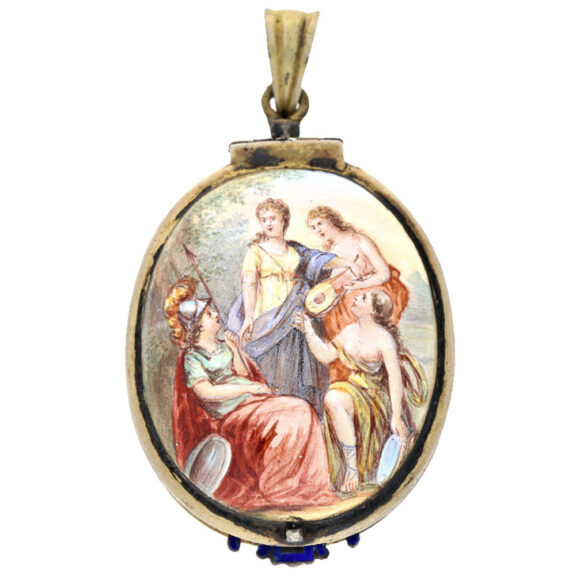 Rare oval form watch with enamel painting Circa 1850 Rare oval form watch with enamel painting Circa 1850