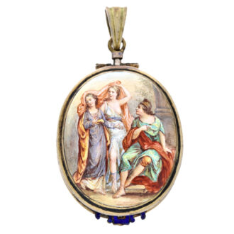 Rare oval form watch with enamel painting Circa 1850 Rare oval form watch with enamel painting Circa 1850
