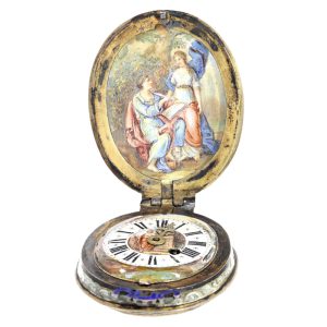 Rare oval form watch with enamel painting Circa 1850