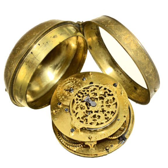French Louis XIV Oignon gilt pocket watch Circa 1700 French Louis XIV Oignon gilt pocket watch Circa 1700