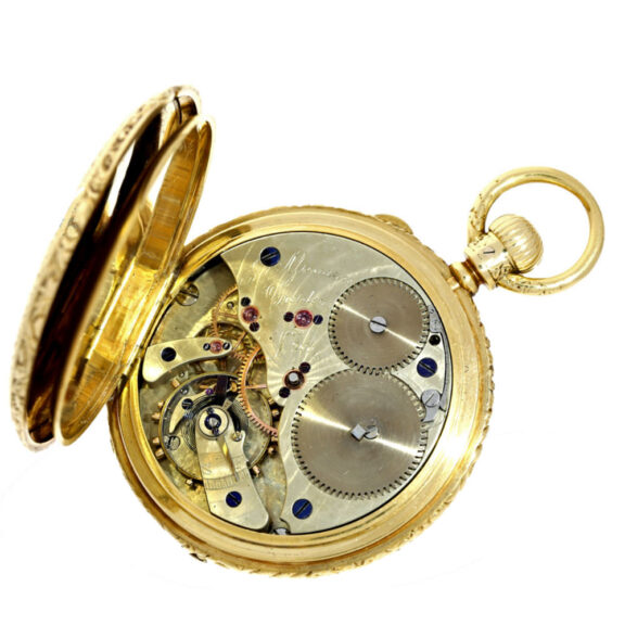 Gold half hunting case watch by Julius Assmann Circa 1865 Gold half hunting case watch by Julius Assmann Circa 1865
