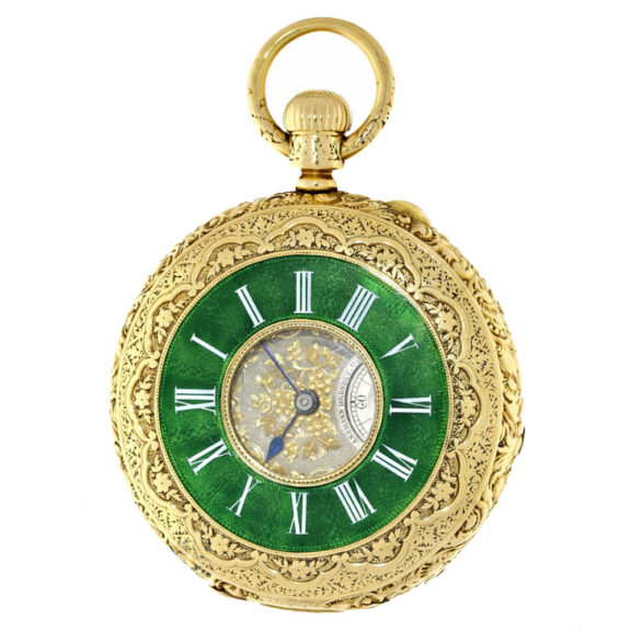 Gold half hunting case watch by Julius Assmann Circa 1865