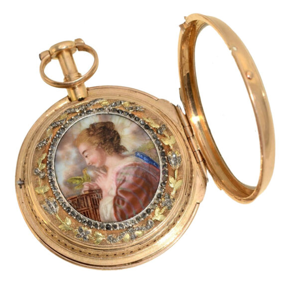 Enamel pocket watch with à toc et à tact repeater Circa 1765 Enamel pocket watch with à toc et à tact repeater Circa 1765
