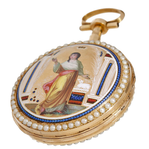 Gold watch repeater with pearls on both sides Circa 1800 Gold watch repeater with pearls on both sides Circa 1800