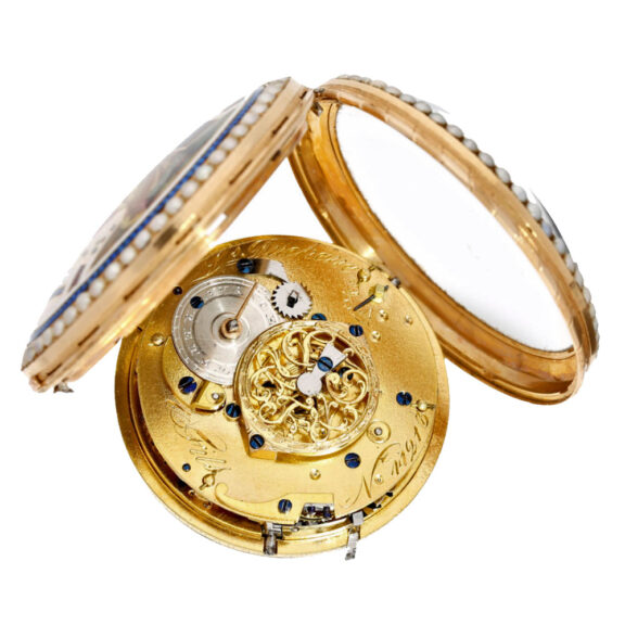 Gold watch repeater with pearls on both sides Circa 1800 Gold watch repeater with pearls on both sides Circa 1800
