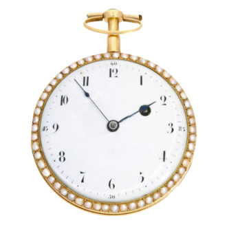 Big gold and enamel verge with pearls on both sides Circa 1810