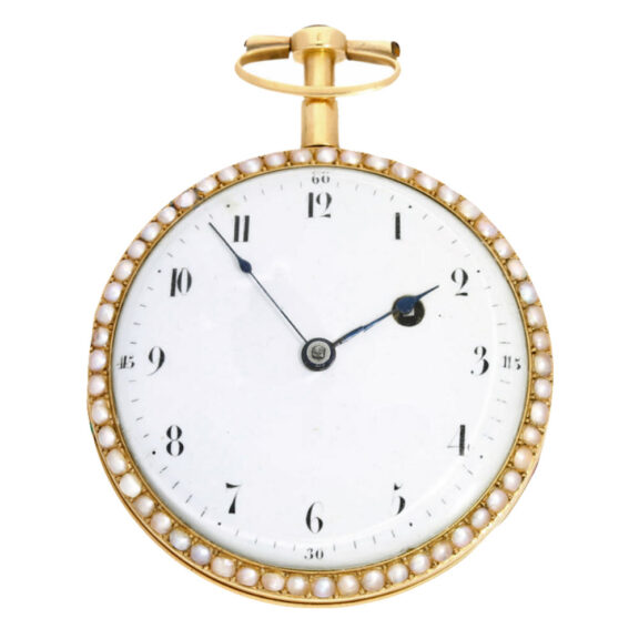 Big gold and enamel verge with pearls on both sides Circa 1810 Big gold and enamel verge with pearls on both sides Circa 1810