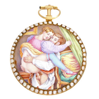 French watch erotic enamel painting and pearls Circa 1790