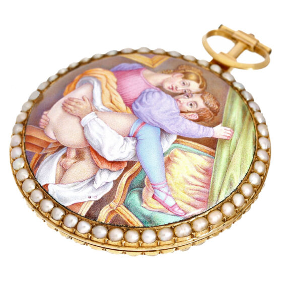 Verge, erotic enamel painting with pearls Circa 1790 Verge, erotic enamel painting with pearls Circa 1790
