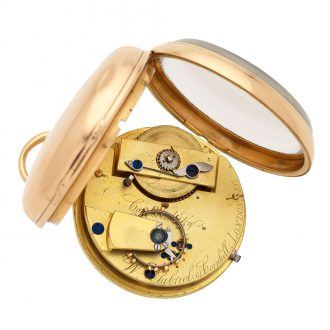 English 18 carat gold key wind lever pocket watch Circa 1810