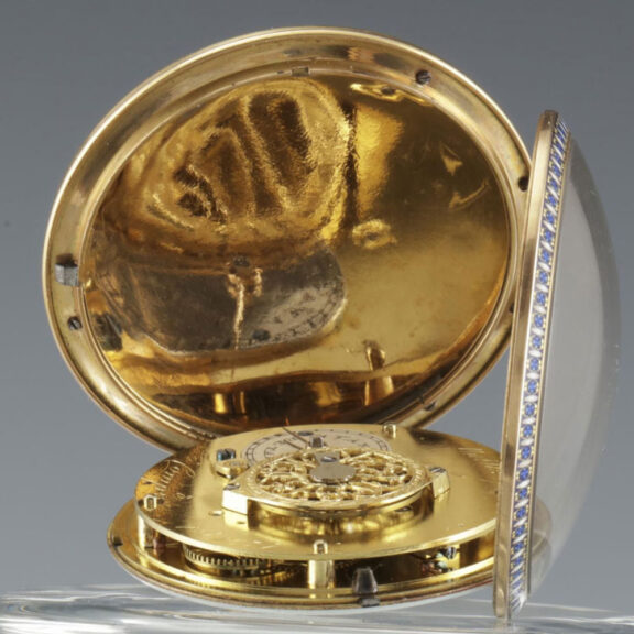 Gold French enamel split pearls verge watch Circa 1790 Gold French enamel split pearls verge watch Circa 1790