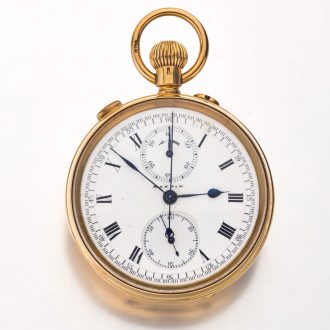 Gold split-seconds chronograph lever watch Circa 1874