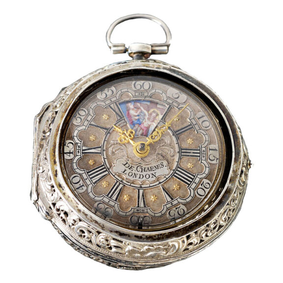 An English silver verge with "repoussé" decoration Circa 1740