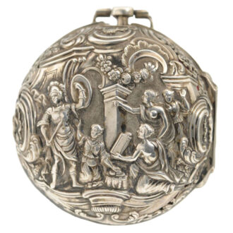 An English silver verge with "repoussé" decoration Circa 1740