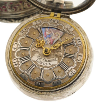 An English silver verge with "repoussé" decoration Circa 1740