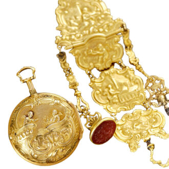 An English gold Repoussé pair cased verge pocket watch Circa 1700