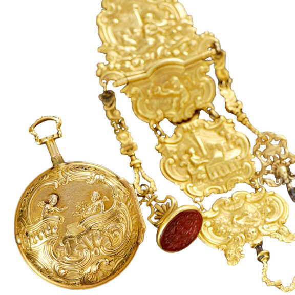 An English gold Repoussé pair cased verge pocket watch Circa 1700