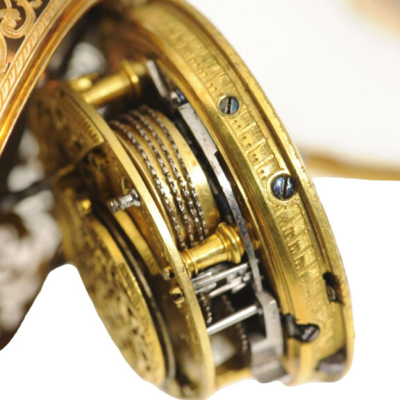 An English gold Repoussé pair cased verge pocket watch Circa 1700 An English gold Repoussé pair cased verge pocket watch Circa 1700