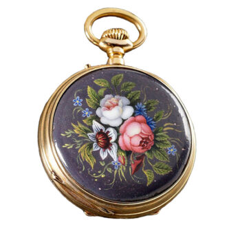 A gold keyless wind open face pocket watch Circa 1880