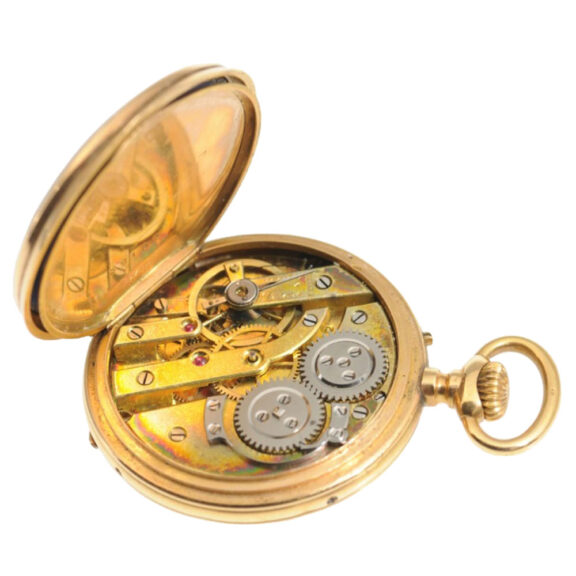 A gold keyless wind open face pocket watch Circa 1880 A gold keyless wind open face pocket watch Circa 1880