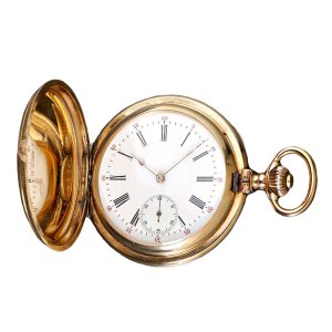 A gold Swiss hunter case pocket watch Circa 1905