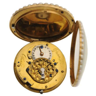 A French pocket watch studded with half pearls, Circa 1800