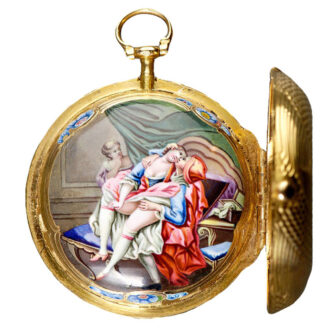 French gold verge with concealed erotic scene Circa 1750