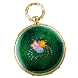 Swiss very fine lady's decorative gold enamel watch Circa 1820 Swiss very fine lady's decorative gold enamel watch Circa 1820