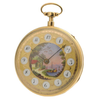 Swiss gold quarter repeating musical cylinder watch Circa 1810