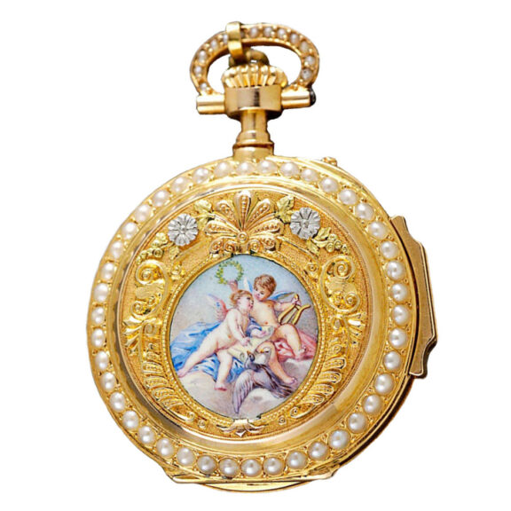 A Swiss lady's charming watch, three-colour gold Circa 1880