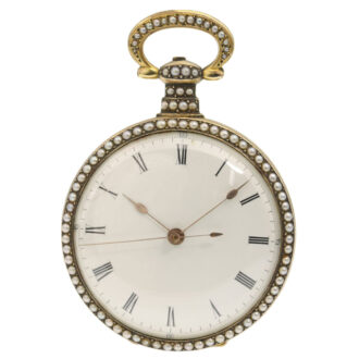 English half pearl set silver-gilt pocket watch Circa 1860