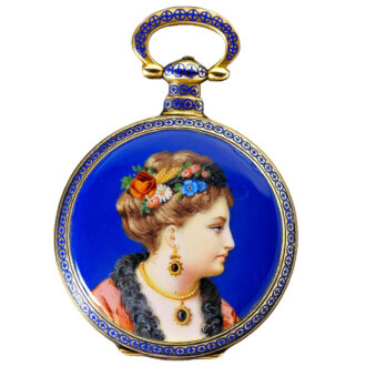 English half pearl set silver-gilt pocket watch Circa 1860