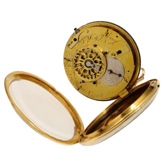 A fine English gold enamel verge pocket watch Circa 1820 A fine English gold enamel verge pocket watch Circa 1820