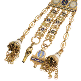 Decorative French 20k gold verge with chatelaine Circa 1790